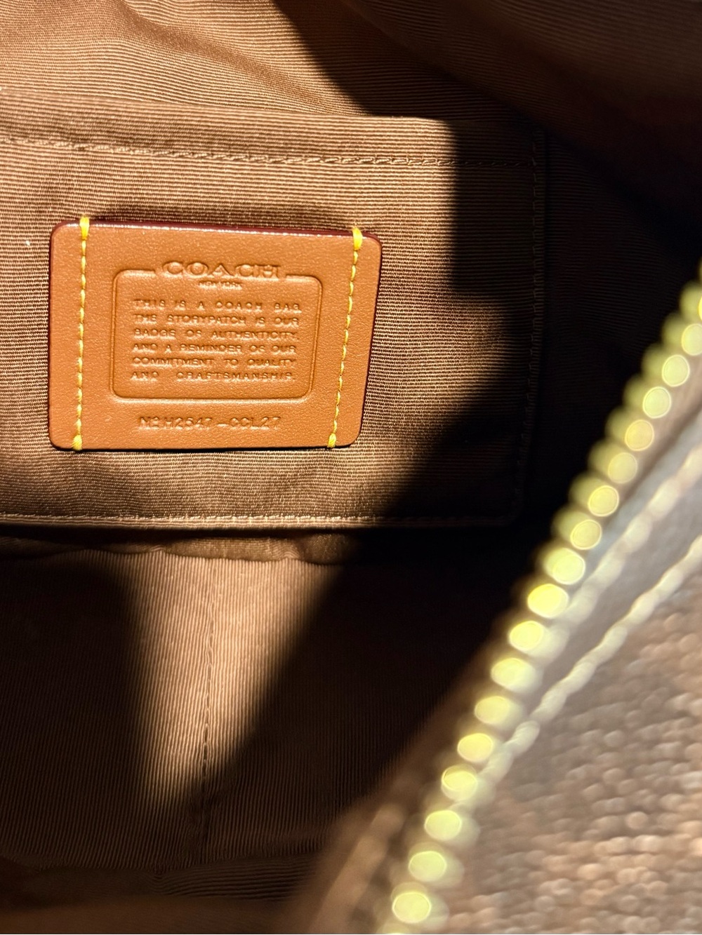 Coach Aria Bag - Brown Signature Crescent Bag with Gold Hardware - Picture 7 of 7
